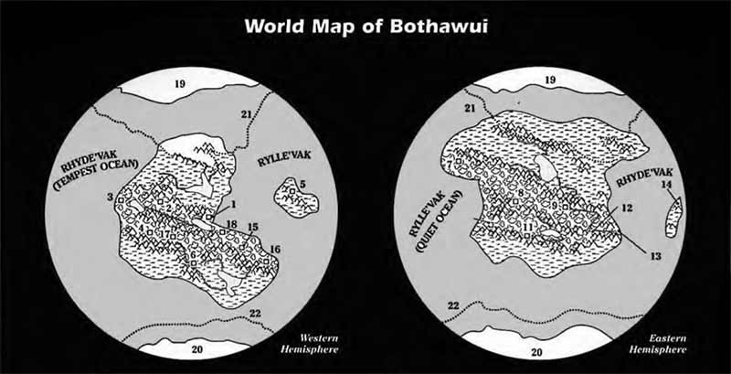 cartes des hémisphères est-ouest de Bothawui